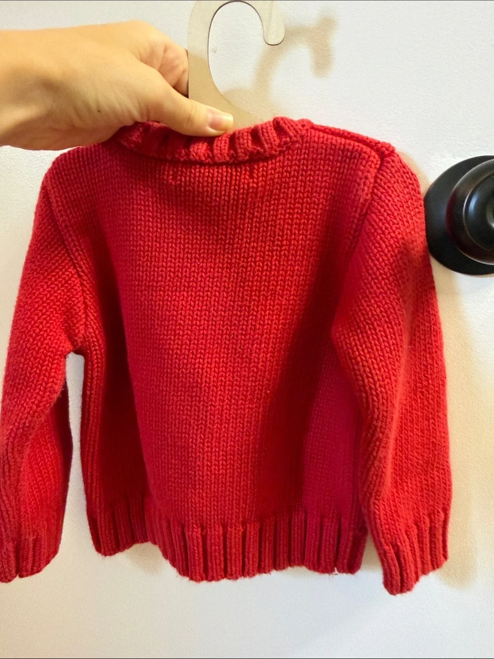 Ralph Lauren Bright Red Crewneck Sweater with Navy Polo Pony. 18m very good